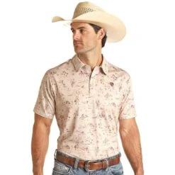 Rock N Roll Cowboy Men's Desert Print Polo
