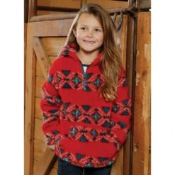 Cruel Girl Printed Highpile Fleece Red Pullover