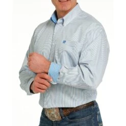 Cinch Men's Stripe Tencel Button Down Shirt