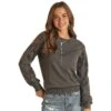 Rock & Roll Denim And Womens Black Eyelet Embroidery Pullover -Cinc Clothing Shop 163109 default l