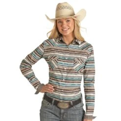 Panhandle Womens Tan Ladies Long Sleeve Snap