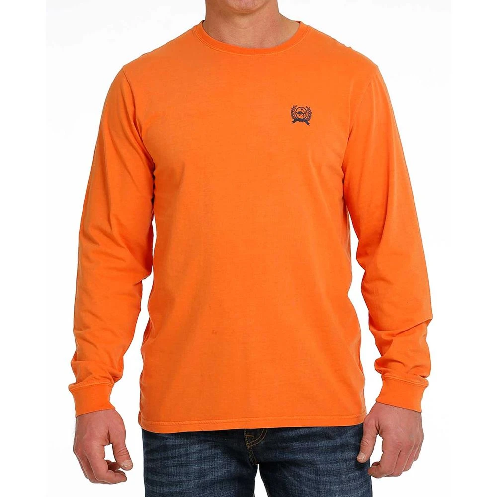 Cinch Mens Orange With Cream And Green Logo Graphic Long Sleeve T-Shirt 3 Cinch Mens Orange With Cream And Green Logo Graphic Long Sleeve T-Shirt