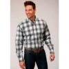 Roper Mens Long Sleeve Olive Stretch Plaid -Cinc Clothing Shop 163221 default l