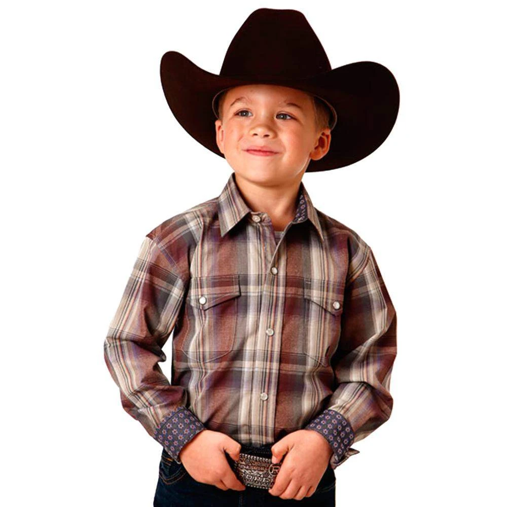 Roper Boys Cider Plaid Long Sleeve Shirt 3 Roper Boys Cider Plaid Long Sleeve Shirt