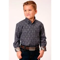 Roper Boys Baroque Medallion Long Sleeve Button Shirt