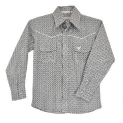 Cowboy Hardware Boy's Grey Circle Star Print Snap Shirt