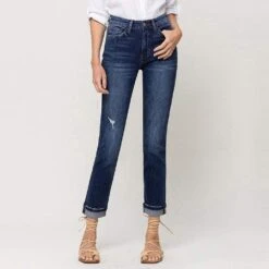 Flying Monkey Women's Cuffed Stretch Boyfriend Jeans - Resident