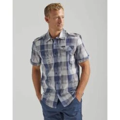 Wrangler ATG Men's Asymmetrical Zip Pocket Plaid Shirt