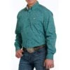 Cinch Mens Geometric Teal Print Button Down Long Sleeve Shirt 1 Cinch Mens Geometric Teal Print Button Down Long Sleeve Shirt -Cinc Clothing Shop 164605 default l