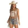 Rock & Roll Denim Women's Crochet Vest With Fringe -Cinc Clothing Shop 164798 default l