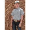 Cinch Boys Printed Cotton Plain Weave Short Sleeve Button Down White Buttons -Cinc Clothing Shop 164830 default l