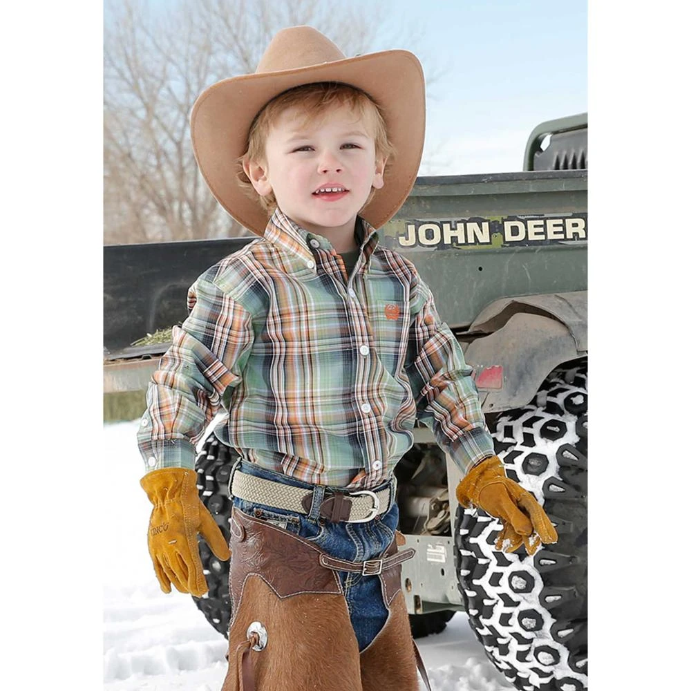 Cinch Boy Green Multi Color Plaid Long Sleeve Shirt 3 Cinch Boy Green Multi Color Plaid Long Sleeve Shirt