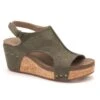 Corkys Footwear Carley Womens Olive Suede Wedge Sandal -Cinc Clothing Shop 165017 default l