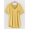 Trend:Notes Women's Yellow Basic V-Neck Tee -Cinc Clothing Shop 165330 default l