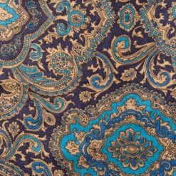 Wyoming Traders Paisley Silk Wild Rag Scarf - Blue/Gold