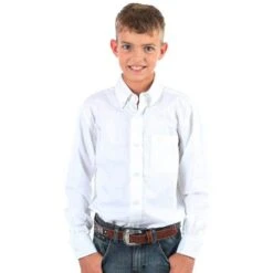 Cinch Boy's Solid White Button Down Shirt