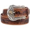 Tony Lama Western Ride Tooled Leather Bronc Buckle Mens Belt 1 1/2in -Cinc Clothing Shop 20757 default l