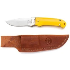 Moore Maker Drop Point Hunting Knife With Yellow Delrin Handle