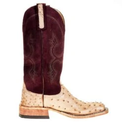 Anderson Bean Women's Tan Full Quill 13in. Burgundy Suede Cowgirl Boot -Cinc Clothing Shop 330764 4