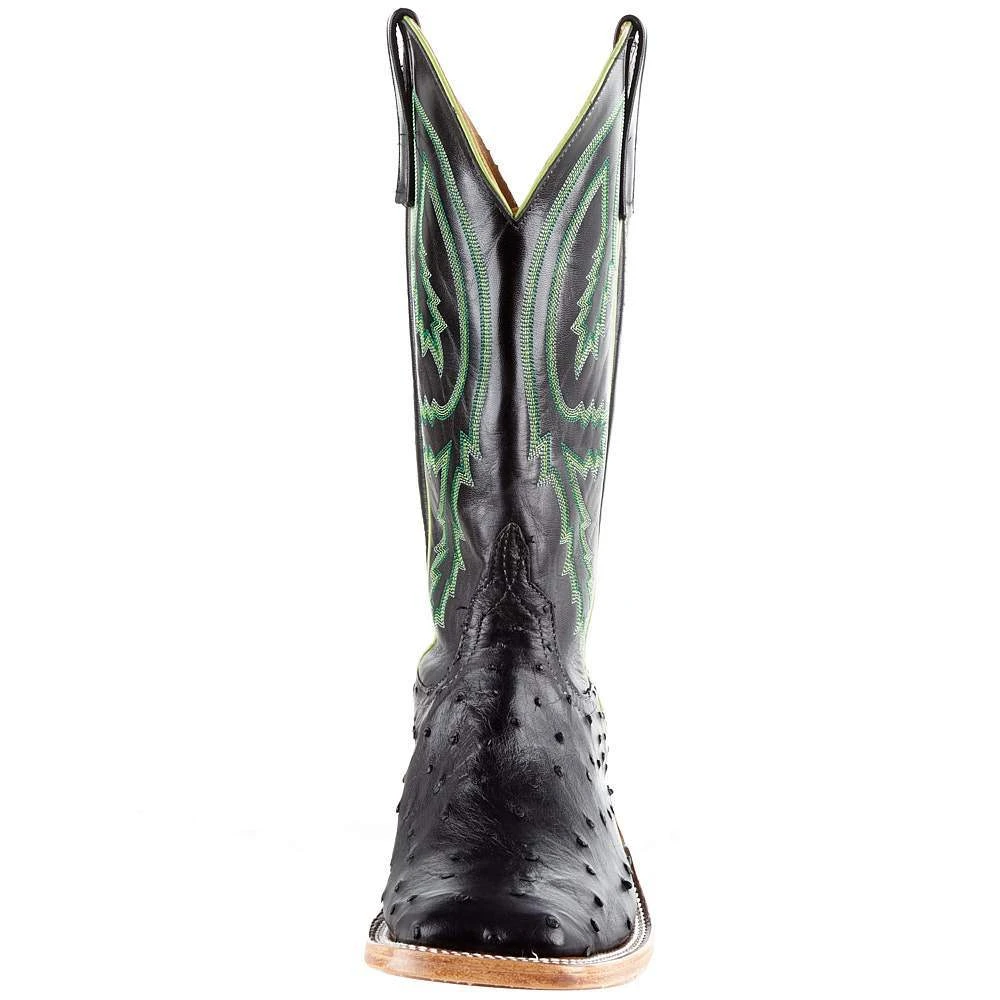 Rios Of Mercedes Men's Anderson Bean Black Full Quill Ostrich 13in. Black Kidskin Top Square Toe Boots 4 Rios Of Mercedes Men's Anderson Bean Black Full Quill Ostrich 13in. Black Kidskin Top Square Toe Boots - Image 2