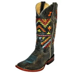 Ferrini Women's Distressed Black Aztec Cowgirl Boots