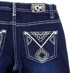 COWBOY HARDWARE Cowgirl Hardware Girls Dark Wash Aztec Jeans -Cinc Clothing Shop 402095 810 2
