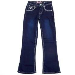 COWBOY HARDWARE Cowgirl Hardware Girls Dark Wash Aztec Jeans -Cinc Clothing Shop 402095 810 3