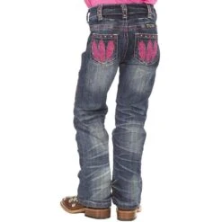 Girl's Cowgirl Tuff Fly Free Pink Feather Jeans -Cinc Clothing Shop 74998 default l