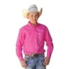 Cinch Kid's Solid Pink Button Down Long Sleeve Shirt -Cinc Clothing Shop 75005 default l