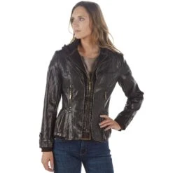Montanaco Women's Faux Leather Jacket -Cinc Clothing Shop 801108 CHOC 02