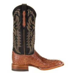 Justin Boot Company Men's Justin Pascoe Rum Brown Full Quill Ostrich 13in. Black Chester Top Cowboy Boot -Cinc Clothing Shop 8095 4
