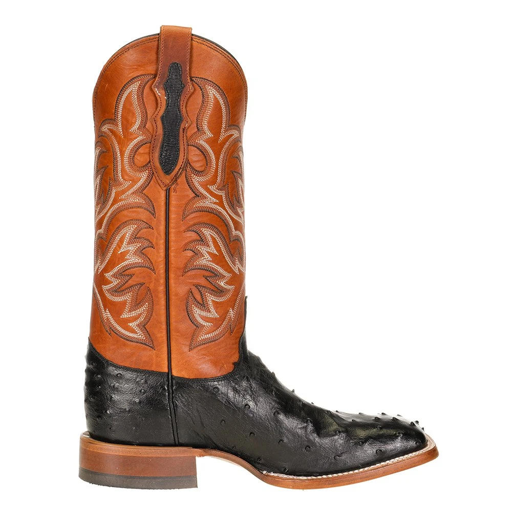 Justin Boots Men's Pascoe Black Full Quill Ostrich 13in. Rebel Suntan Top Cowboy Boots 7 Justin Boots Men's Pascoe Black Full Quill Ostrich 13in. Rebel Suntan Top Cowboy Boots - Image 5