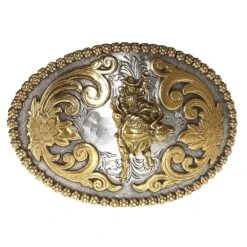 M&F Western Oval Berry Edge Bull Rider Belt Buckle