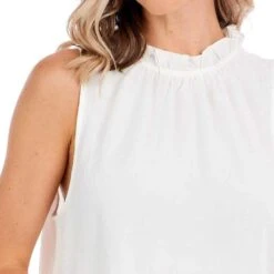 Mud Pie Women's Taye Flounce Top -Cinc Clothing Shop 85100164WH 03