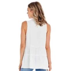 Mud Pie Women's Taye Flounce Top -Cinc Clothing Shop 85100164WH 05