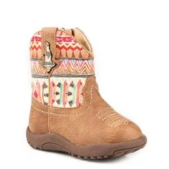 Roper Footwear Roper Newborn Tan Leather Print Aztec Top Boot