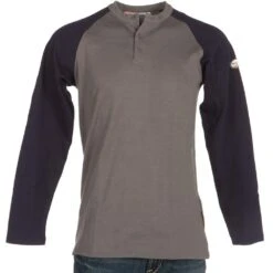 Mens FR Navy/Grey Two Tone Henley Shirt