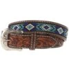 Western Fashion Mens Brown Belt With Blue And Turquoise Beading XIBB101 -Cinc Clothing Shop 92804 default l