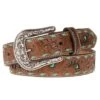 Ladies 1.5in. Belt With Turquoise Underlay And Buckstitch -Cinc Clothing Shop 96860 default l