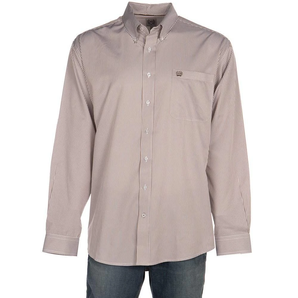 Cinch Long Sleeve Khaki Classic Fit Striped Button Down 3 Cinch Long Sleeve Khaki Classic Fit Striped Button Down