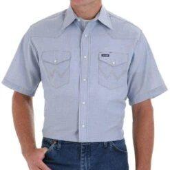 Wrangler Men's Chambray Short Sleeve Work Shirt