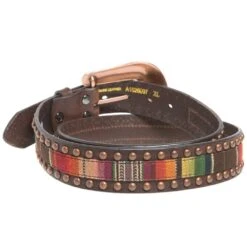 Ladies 1.5in. Serape Brown Leather Belt With Copper Studs -Cinc Clothing Shop A1526097 2