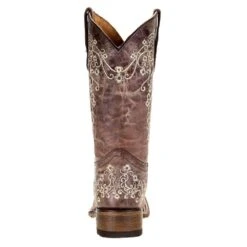 Corral Kids Brown And Bone Embroidery Square Toe Boots -Cinc Clothing Shop A2980 9763