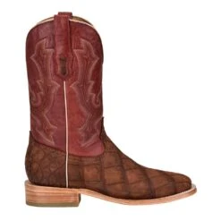 Corral Men's Cognac Sanded Alligator 12in. Red Embroidered Top Square Toe Boot -Cinc Clothing Shop A4222 3