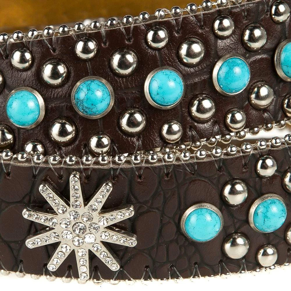 Girl's 3-D Brown With Turquoise Studded Belt 4 Girl's 3-D Brown With Turquoise Studded Belt - Image 2