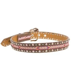Brown Belt W/Silver And Pink Studs -Cinc Clothing Shop A5222 1