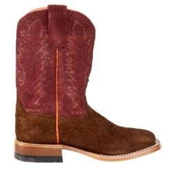 Kids Anderson Bean Brown Rough Out With Burgundy Roughout Top Cowboy Boot -Cinc Clothing Shop ABK7932 5
