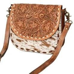 American Darling Tooled Leather And Cowhide Purse -Cinc Clothing Shop ADBGA211C 02