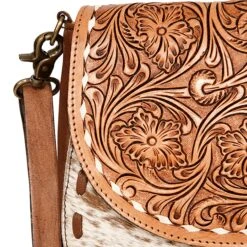 American Darling Tooled Leather And Cowhide Purse -Cinc Clothing Shop ADBGA211C 03