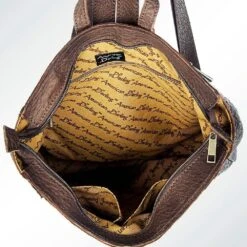 Leather Backpack W/Yellow Aztec -Cinc Clothing Shop ADBGZ307 2